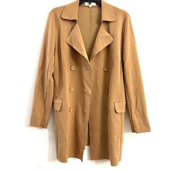Anthropologie Solitaire camel Long mid length blazer 6 button casual Old Money S - Picture 11 of 11
